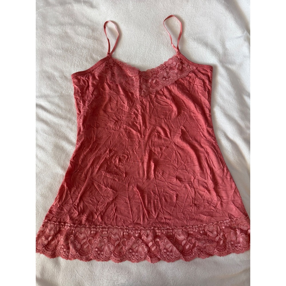 Y2K Vintage 90s Maurices Coral Lace Trim Spaghetti Strap Camisole Women Medium